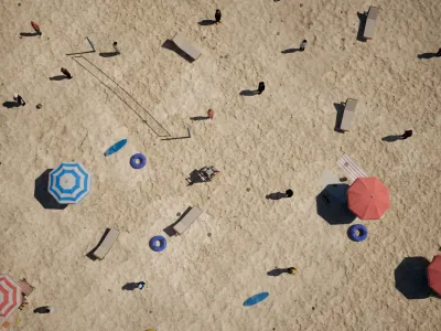 Near-nadir over open sand: a person here is a shadow and a few pixels of colour